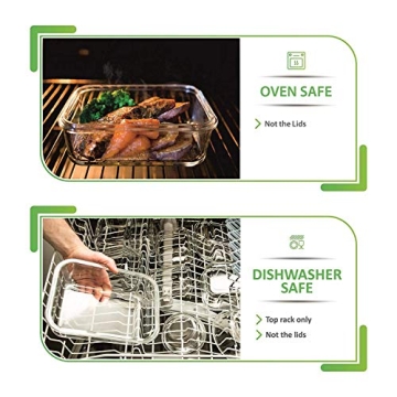 PrepNaturals 13 Pack Glass Meal Prep Containers - Dishwasher Microwave Freezer Oven Safe - Glass Storage Containers with Lids (Multi-Compartment)