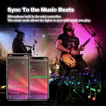 KEXU 50ft Led Lights for Bedroom Led Strip Lights Led Light Strips with App Music Sync Lights for Bedroom Led Lights for Room Decoration