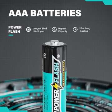 POWER FLASH Alkaline Battery, Long-Lasting Power, Leakproof Design, 10 Years Shelf Life (24)