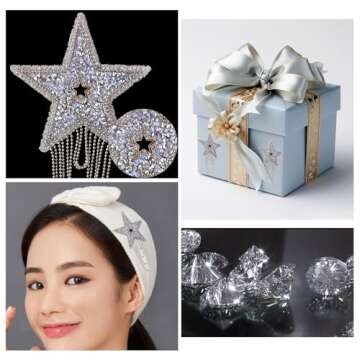 Dazzling 5Pcs Rhinestone Star Tassel Patches for DIY Projects