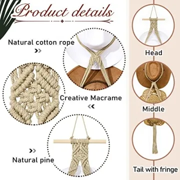 Yulejo Macrame Hat Hanger - Stylish Hat Organizer