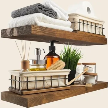 Stylish Wooden Floating Shelves Set - Easy Installation & Durable