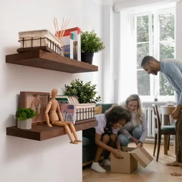 Stylish Wooden Floating Shelves Set - Easy Installation & Durable
