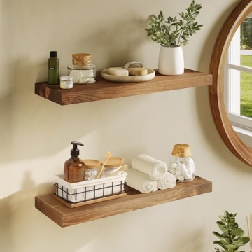 Stylish Wooden Floating Shelves Set - Easy Installation & Durable