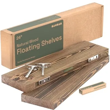 Stylish Wooden Floating Shelves Set - Easy Installation & Durable