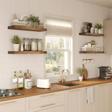 Stylish Wooden Floating Shelves Set - Easy Installation & Durable
