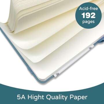 LEAGIM Blank Journal Notebook, A5, 192 Pages 100 GSM Thick Sketch Book for Women Men, Hardcover Leat...
