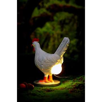 3D LED Hen Night Light with USB, Resin Egg Lamp in Gift Box, Funny Chicken Table Lamp for Easter, Christmas, Birthdays