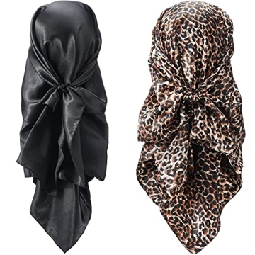 Luxurious SATINIOR 35 Inch Silk Head Scarf Set - 2 Pcs for Stylish Hair Wrapping