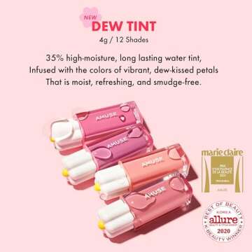 Amuse SEOUL Daisy Flower Dew Tint 05 STRAWBERRY | 35% High-moisture Water Tint, Long-lasting, Vitami...