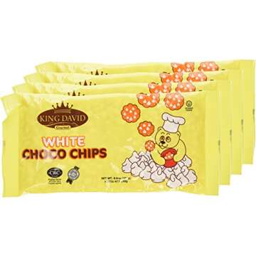 King David Vegan Lactose-Free Non-dairy Kosher White Chocolate Flavored Chips 8.8 Ounce (Pack of 4)