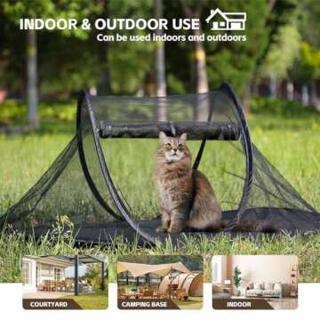 Msutree Pop-up Cat Tent, Portable Pet Playpen for Outdoor&Indoor,Outdoor Cat Enclosures - Cat Playpen for Camping,Traveling,Sunbathing
