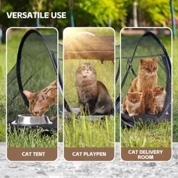 Msutree Pop-up Cat Tent, Portable Pet Playpen for Outdoor&Indoor,Outdoor Cat Enclosures - Cat Playpen for Camping,Traveling,Sunbathing