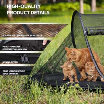 Msutree Pop-up Cat Tent, Portable Pet Playpen for Outdoor&Indoor,Outdoor Cat Enclosures - Cat Playpen for Camping,Traveling,Sunbathing