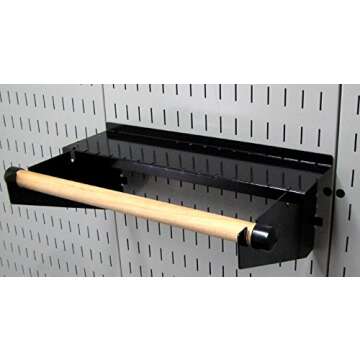 Wall Control Paper Towel Holder and Dowel Rod Pegboard Shelf Assembly for Wall Control Pegboard and Slotted Tool Board - Black