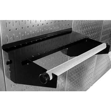 Wall Control Paper Towel Holder and Dowel Rod Pegboard Shelf Assembly for Wall Control Pegboard and Slotted Tool Board - Black