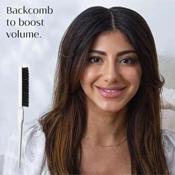 T3 Detail Set with Pintail Comb, Edge Brush, and Teasing Brush, Three-Piece Hair Brush and Comb Set with Premium Vegan Boar Bristles and Flexible Teeth for Smoothing, Detailing, and Styling Edges