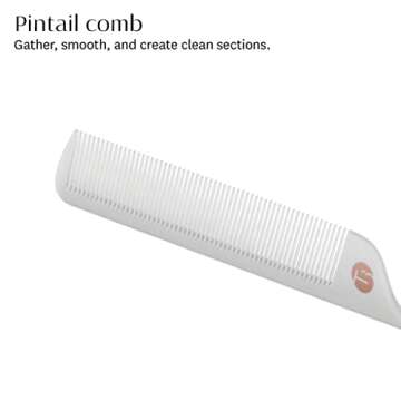 T3 Detail Set with Pintail Comb, Edge Brush, and Teasing Brush, Three-Piece Hair Brush and Comb Set with Premium Vegan Boar Bristles and Flexible Teeth for Smoothing, Detailing, and Styling Edges