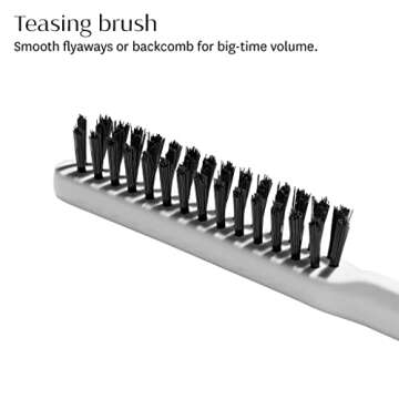 T3 Detail Set with Pintail Comb, Edge Brush, and Teasing Brush, Three-Piece Hair Brush and Comb Set with Premium Vegan Boar Bristles and Flexible Teeth for Smoothing, Detailing, and Styling Edges