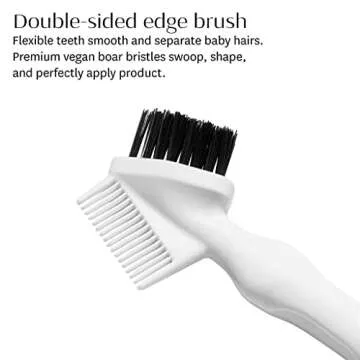 T3 Detail Set with Pintail Comb, Edge Brush, and Teasing Brush, Three-Piece Hair Brush and Comb Set with Premium Vegan Boar Bristles and Flexible Teeth for Smoothing, Detailing, and Styling Edges