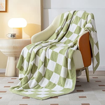 SeaRoomy Checkered Throw Blanket, Ultra Soft Cozy Reversible Checkerboard Fuzzy Blanket, Fluffy Ligh...