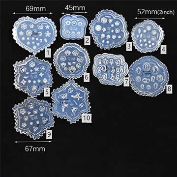 10 Pieces Nail Silicone Mold Mail Art Decoration Resin Casting Molds