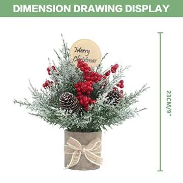 JIALEIXI 2PCS Small Christmas Tree,Tabletop Mini Xmas Tree,9" Artificial Little Potted for Christmas Decor,Suitable for Weddings, Holidays, Christmas and Other Festivals.(Red/Green)