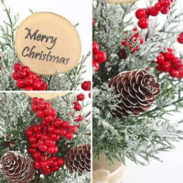 JIALEIXI 2PCS Small Christmas Tree,Tabletop Mini Xmas Tree,9" Artificial Little Potted for Christmas Decor,Suitable for Weddings, Holidays, Christmas and Other Festivals.(Red/Green)