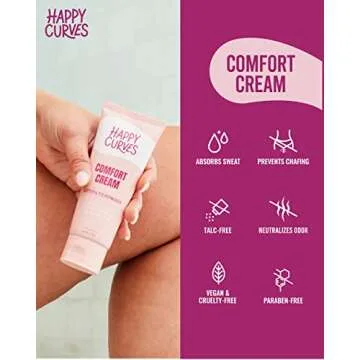 HAPPY CURVES Comfort Cream Deodorant for Women: Aluminum-Free Lotion Powder for Under Breast, Body & Private Parts - Anti Chafing Cream 3.4 oz. (1 Pack, Tropical)