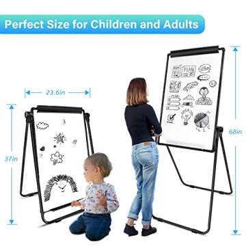 SCZS White Board Easel Office Portable Dry Erase Boards with Stand, Flipchart Easel Height Adjustabl...