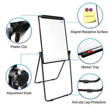 SCZS White Board Easel Office Portable Dry Erase Boards with Stand, Flipchart Easel Height Adjustable 36x24 inches, Perfect for Classroom, Preschool, Homeschool, Restaurant and Presentation (B-Metal)