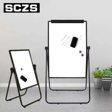 SCZS White Board Easel Office Portable Dry Erase Boards with Stand, Flipchart Easel Height Adjustable 36x24 inches, Perfect for Classroom, Preschool, Homeschool, Restaurant and Presentation (B-Metal)