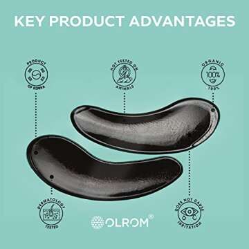 Olrom Korean Skin Care Depuffing Eye Patches: 60-Pack of Hydrating Under Eye Masks with Collagen & Snail Secretion for Dark Circles & Under Eye Puffiness