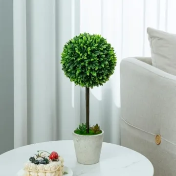 MyGift 14.5 Inch Artificial Boxwood Topiary Tree - 2 Pack