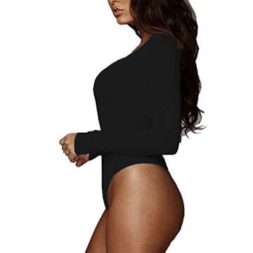BelleLovin Women's Square Neck Long Sleeve T-shirt Basic Bodysuit Jumpsuits