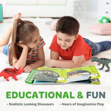 Toy Pal Dinosaur Toys for Kids 3-5 - Interactive Dinosaur Book with Sound + 12 Realistic Dinosaur Figures - Fun and Educational Dinosaur Toys for Boys and Girls 2 3 4 5 Year Old