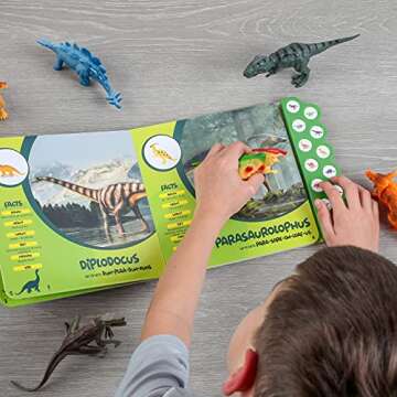 Toy Pal Dinosaur Toys for Kids 3-5 - Interactive Dinosaur Book with Sound + 12 Realistic Dinosaur Figures - Fun and Educational Dinosaur Toys for Boys and Girls 2 3 4 5 Year Old