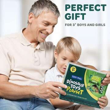 Toy Pal Dinosaur Toys for Kids 3-5 - Interactive Dinosaur Book with Sound + 12 Realistic Dinosaur Figures - Fun and Educational Dinosaur Toys for Boys and Girls 2 3 4 5 Year Old