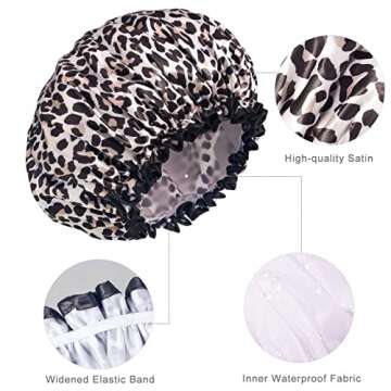 Aquior Shower Cap, Shower Cap for Women Reusable Waterproof, Large Bath Hair Cap for All Hair Length...