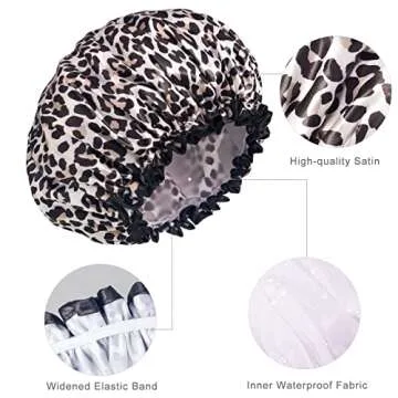 Aquior Shower Cap, Shower Cap for Women Reusable Waterproof, Large Bath Hair Cap for All Hair Length...