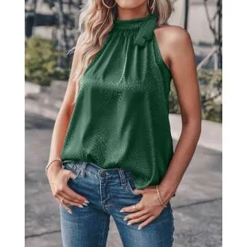 Stylish BTFBM Women Sleeveless Satin Halter Tank Top