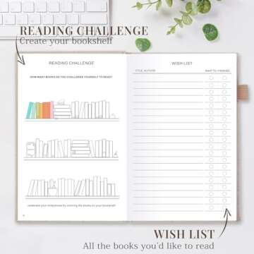 JUBTIC Reading Journal - Book Journal Reading Log for Review and Track Your Reading Progress - Gift Book Accessories for Book Lovers and Voracious Readers - 75 Books，A5 Size (Beige)