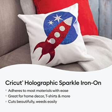 Cricut Holographic Sparkle Iron On, Ultimate Sampler - 12'x12' Sheets (3ct)- HTV Heat Transfer Vinyl...