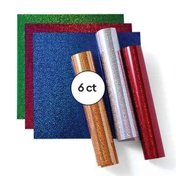 Cricut Holographic Sparkle Iron On, Ultimate Sampler - 12'x12' Sheets (3ct)- HTV Heat Transfer Vinyl for Shirts, Apparel, Hats & More - Compatible with Cricut EasyPress & Machines