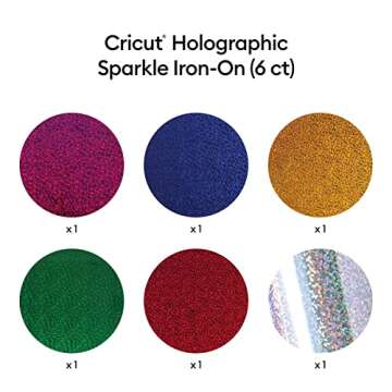 Cricut Holographic Sparkle Iron On, Ultimate Sampler - 12'x12' Sheets (3ct)- HTV Heat Transfer Vinyl for Shirts, Apparel, Hats & More - Compatible with Cricut EasyPress & Machines
