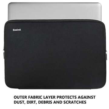 Hsmienk Laptop Sleeve, 15.6 Inch, Durable Shockproof Protective Cover, Compatible with HP, ASUS, Lenovo, Acer, Notebook, Computer, Black