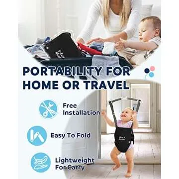 Infant Master Baby Doorway Jumpers, Sturdy Johnny Jumper Adjustable 10.8"-23.6" Strap, Soft Baby Johnny Bouncer w/Seat Bag, Protable Doorway Jumper and Boucer for Baby, Ideal Gift for Infant