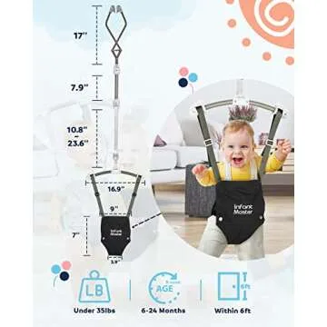 Infant Master Baby Doorway Jumpers, Sturdy Johnny Jumper Adjustable 10.8"-23.6" Strap, Soft Baby Johnny Bouncer w/Seat Bag, Protable Doorway Jumper and Boucer for Baby, Ideal Gift for Infant