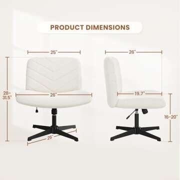 Yaheetech Wide Criss Cross Chair with No Wheels, Comfy Armless Cross Legged Office Desk Chairs, Swiv...