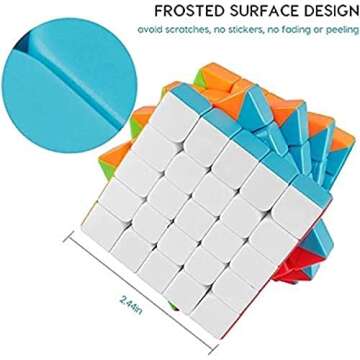 Coogam Qiyi 5x5 Speed Cube Stickerless Magic Puzzle Toy Gift for Kids and Adults Challenge (Qizheng S Version)